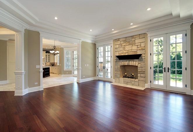 professional hardwood floor installation in progress